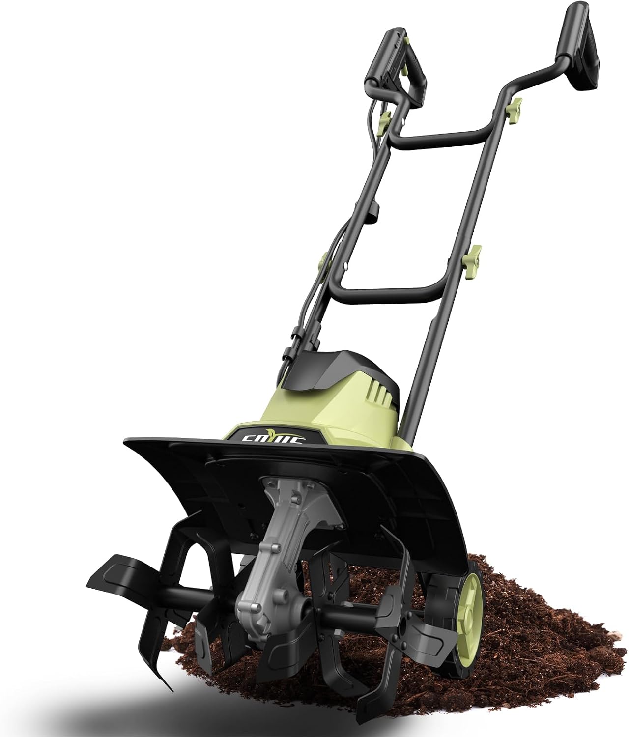 Soil Tilling Cultivator - 12-Ampere-Kabelbetriebener 14-Zoll-Elektro-Bodenfräser mit 4 Stahlklingen, Rädern,